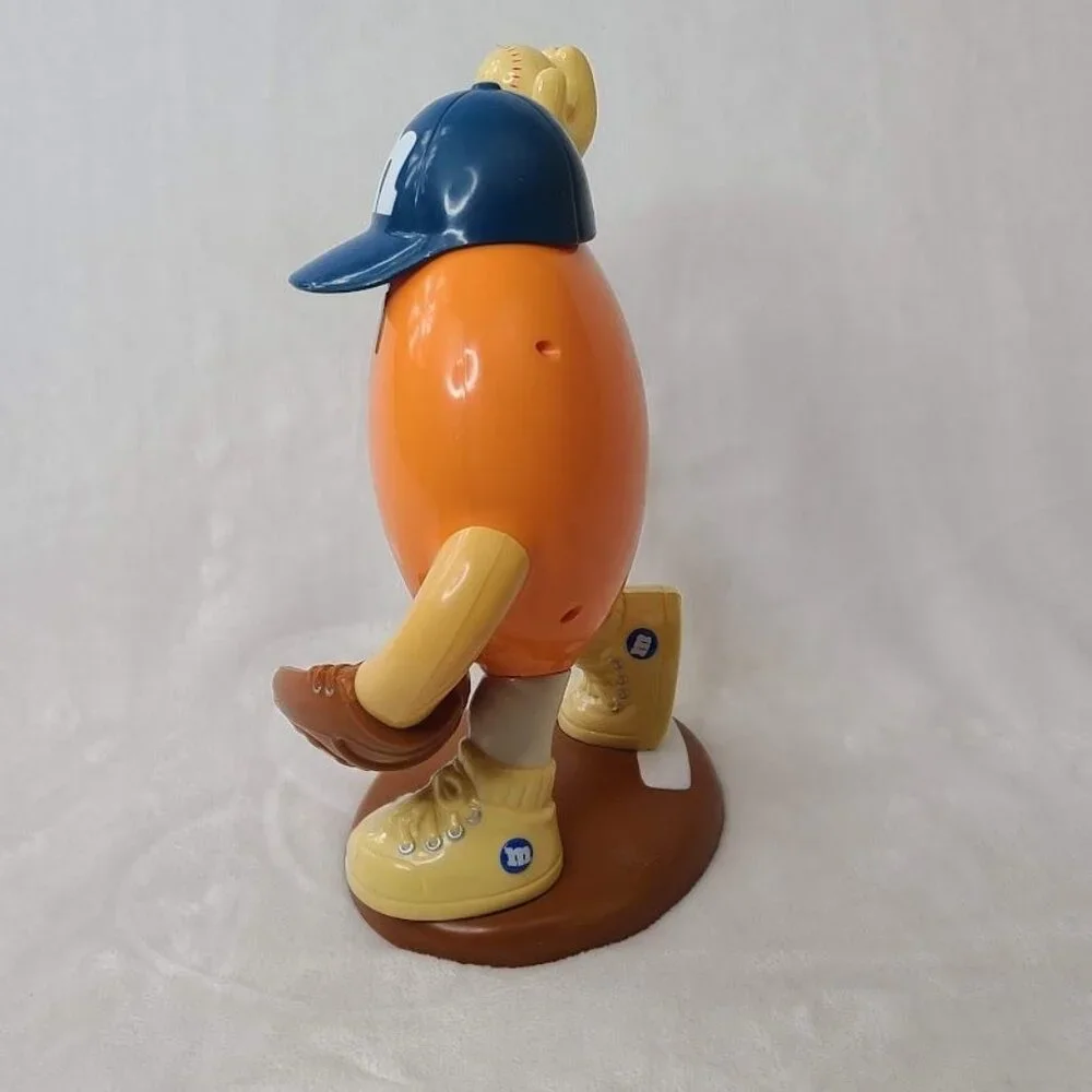 M&M's Sport Baseball Player Orange Candy Dispenser Limited Edition Blue Hat